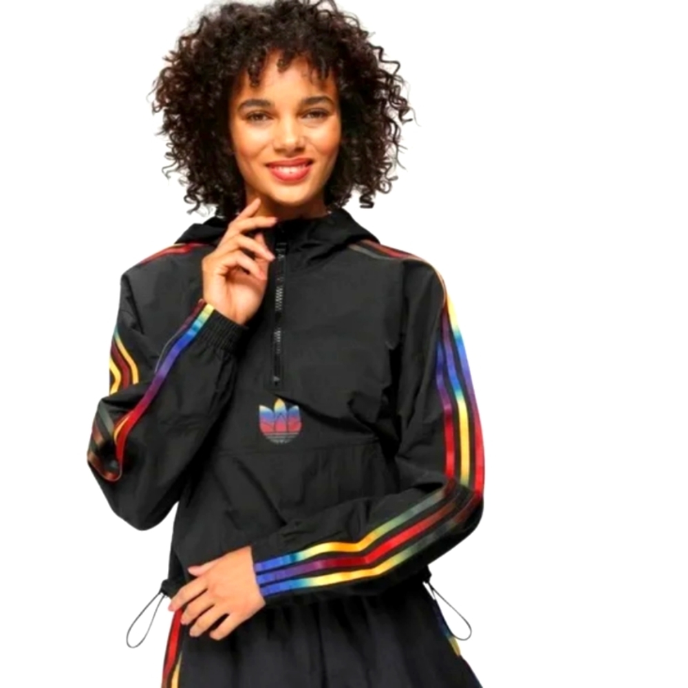 Adidas Women's Adicolor Half-Zip Crop Top, Black